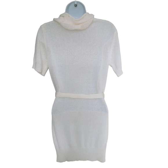Le Grenier Knit Retro  Sweater Dress With Cowl Neck and Belt Cream/Blue M - Picture 6 of 7